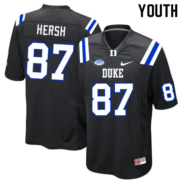 Youth #87 Brandon Hersh Duke Blue Devils College Football Jerseys Sale-Black - Click Image to Close